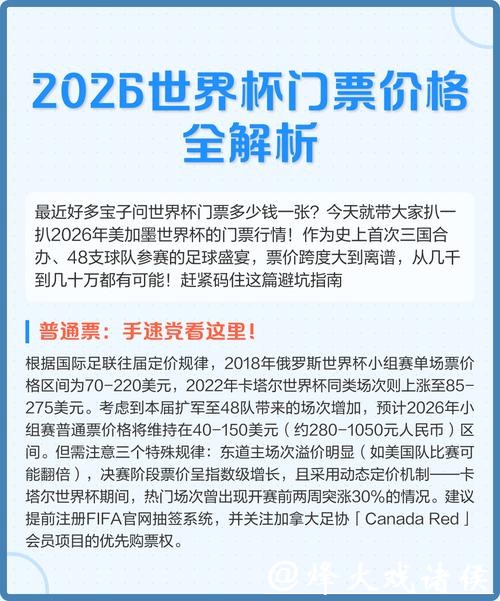 2026年美加墨世界杯门票价格预测分析 2026年美加墨世界杯门票价格预测分析